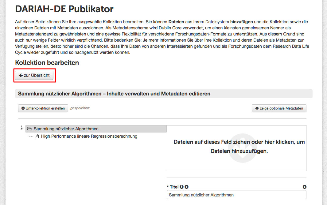 Kollektion Bearbeiten