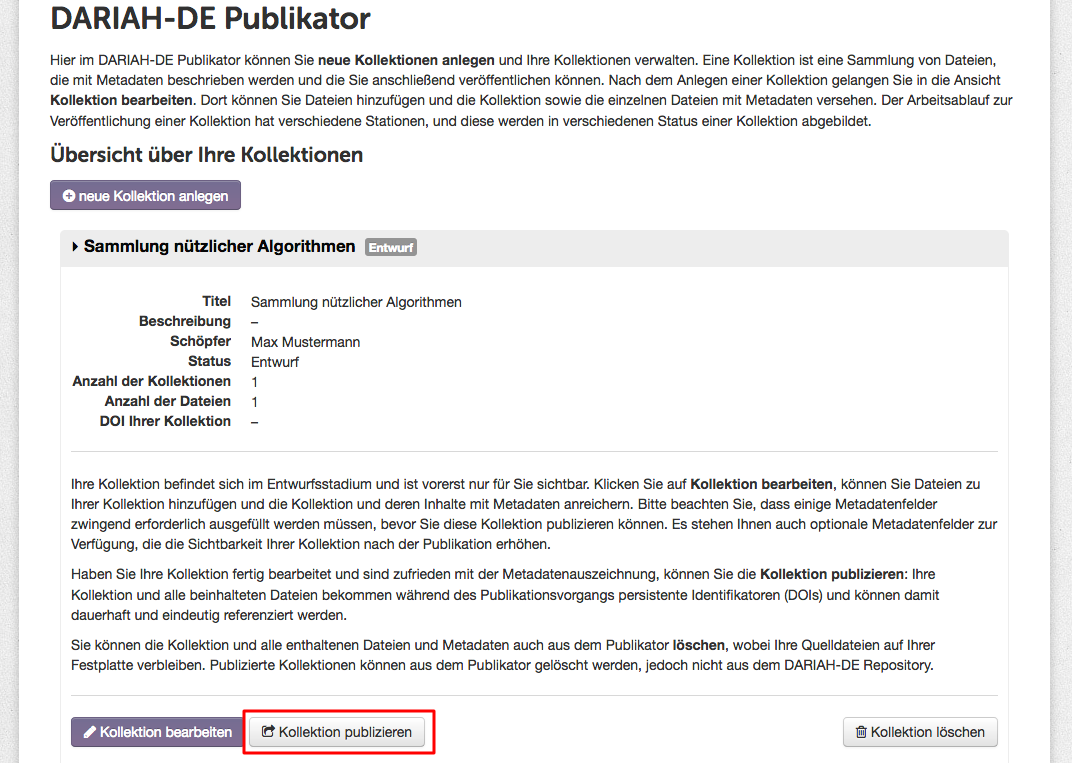 Kollektion publizieren
